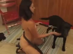 Petite and charming college hoe exposing herself for hardcore romp with K9 in this brute sex vid 